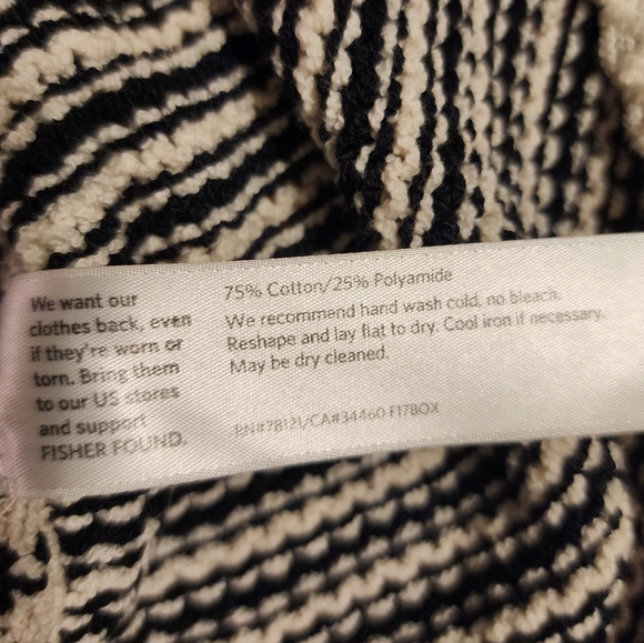 Eileen Fisher Cozy Striped Box Knit Top, Soft White/Black | Size PM - Picture 8 of 10